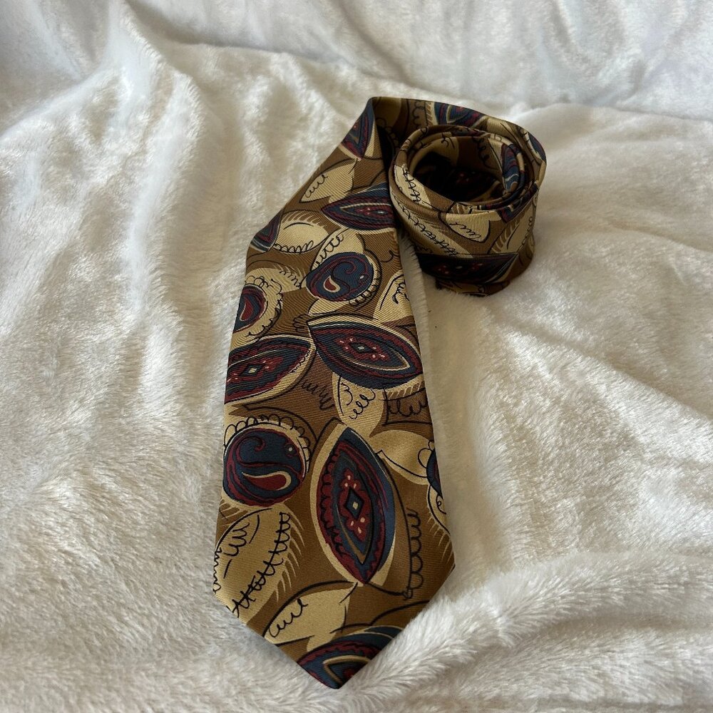 Isaac Zelcer Silk Tie Made in Italy Retro Brown